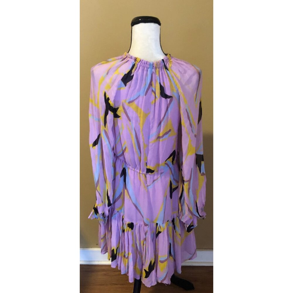 NWT Essentiel Antwerp lilac chiffon Chives print dress - Picture 8 of 10